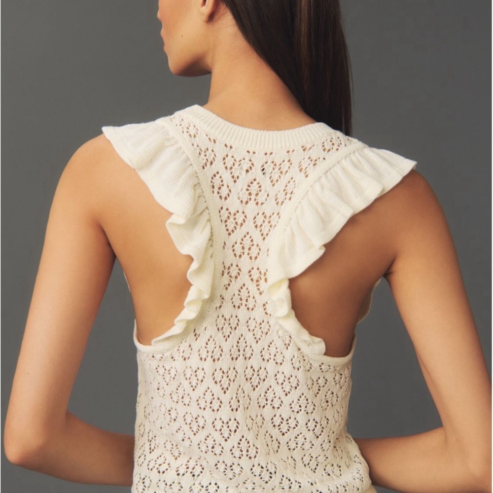 Maeve Pointelle Ruffle Sweater Tank
